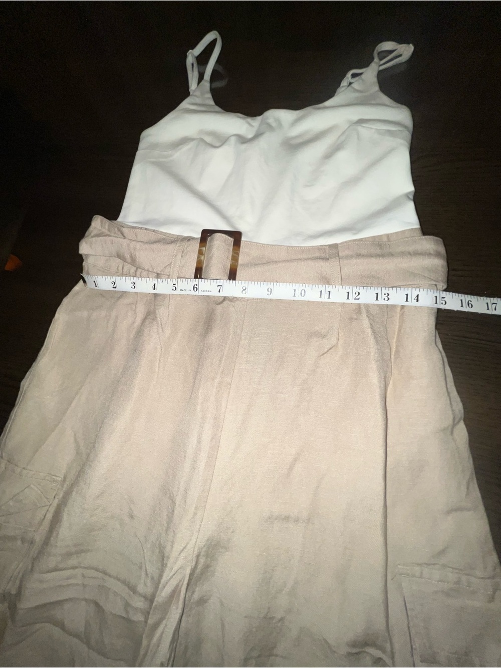 Express Beige & Cream Utility Jumpsuit with Belted Waist Women’s Small - Picture 8 of 16